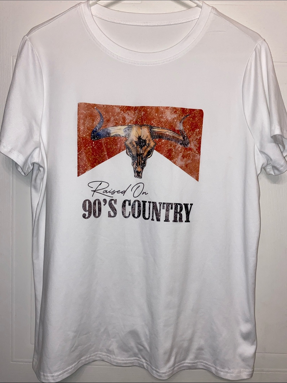 Women's White Graphic Tee - Raised On 90's Country